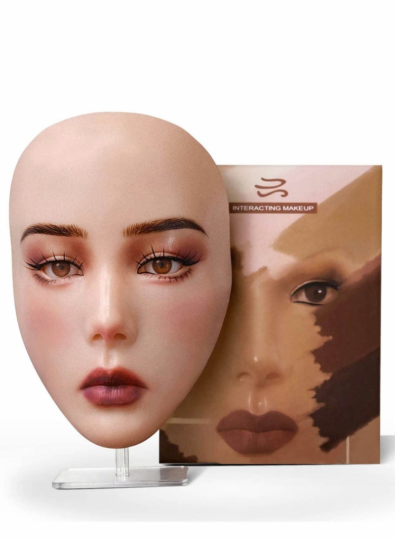 NIBEMINENT Make Up Practice Face, 5d Makeup Board Silicone Eyes for Suitable Eyeshadow - Image 1