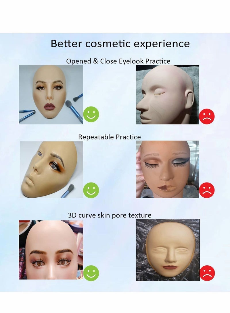 NIBEMINENT Make Up Practice Face, 5d Makeup Board Silicone Eyes for Suitable Eyeshadow - Image 5