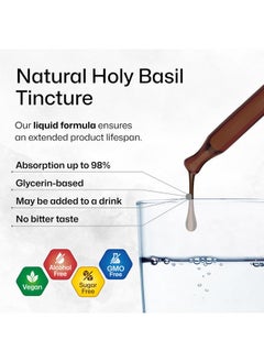BIO KRAUTER BIO KRAUTER Holy Basil Tincture - Tulsi Powder Liquid Extract - Supports Calmness and Relaxation - Ursolic Acid Supplement - Alcohol and Sugar Free Holy Basil Extract - Vegan Drops 4 Fl.Oz.  - Image 2