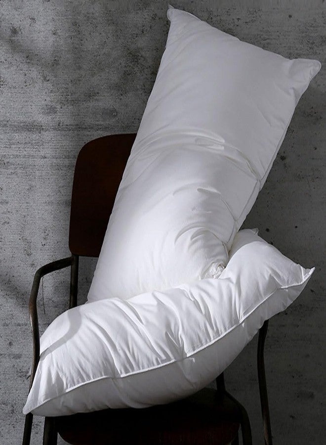 achard Set of 2 White Goose Feather Bed Pillows Queen Size- Soft 100% Cotton, Medium Soft Support Surround Fill Polyester,White Solid - Image 1