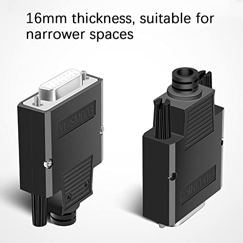 ANMBEST 10PCS DB15 Solderless Connector, RS232 D-SUB Serial to 15-pin Port 16mm Thinner Terminal Female Adapter Breakout Board with Case Long Bolts Nuts - Image 3