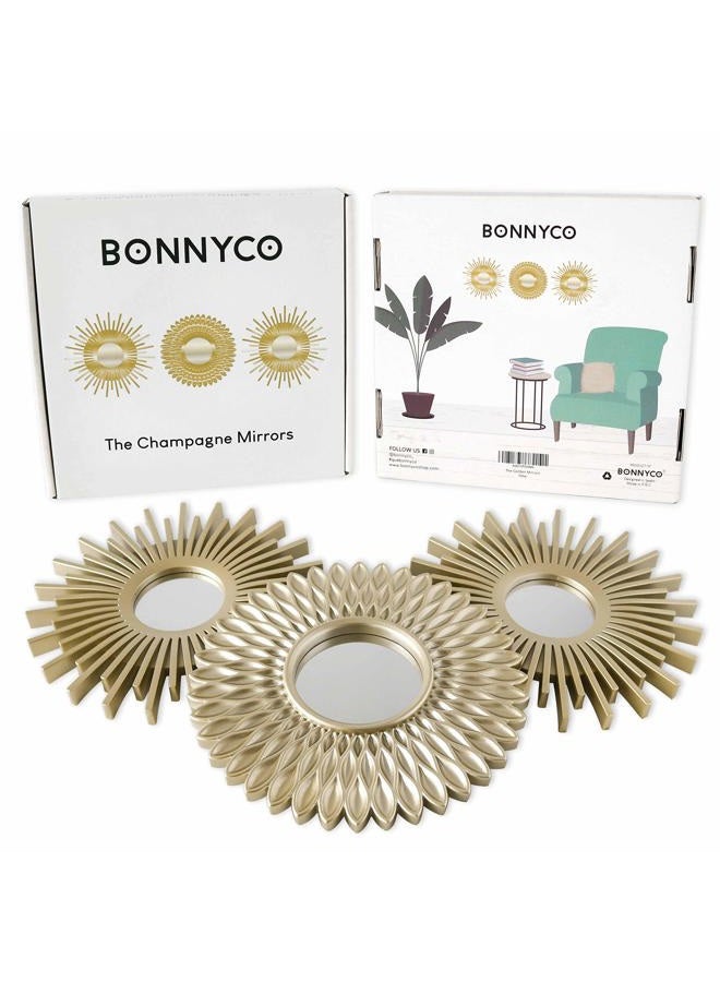 BONNYCO Decorative Wall Mirrors Pack of 3 Ideal for Home, Bedroom and Living Room Decoration | Round Original Gifts for Women | Wall Decoration - Image 2