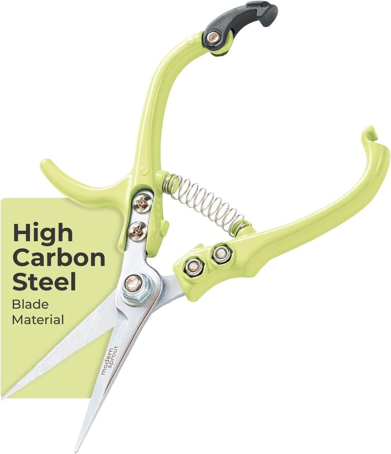 Modern Sprout Pruning Shears - Herb Snipping Scissors- Lightweight Gardening Tools W/Easy Lock - Flower Cutter Garden Shears - Carbon Steel Blade + Reusable Holster (Chartreuse, 1-Pack) - Image 1