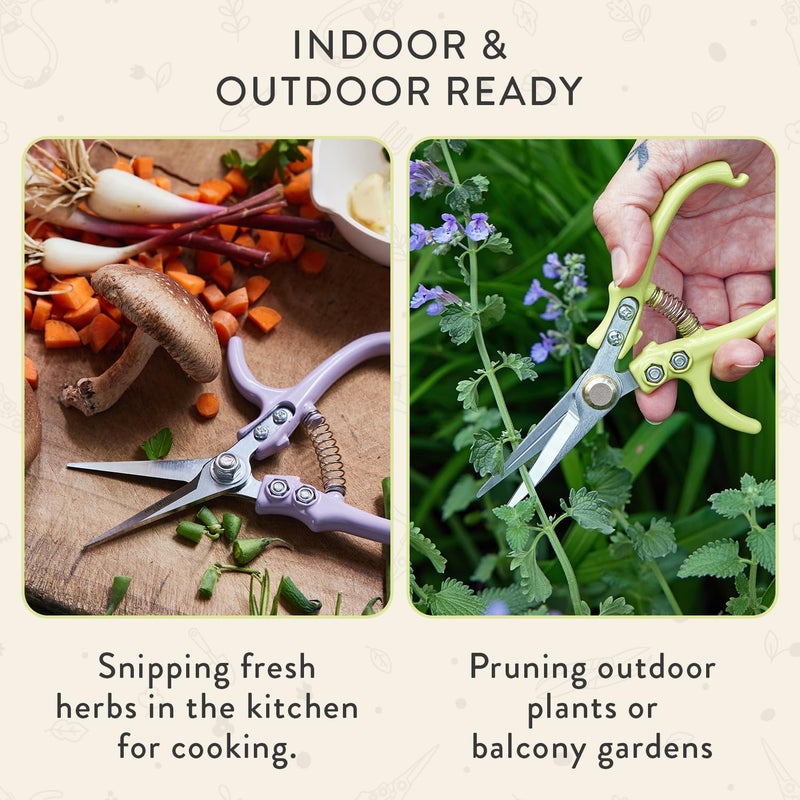 Modern Sprout Pruning Shears - Herb Snipping Scissors- Lightweight Gardening Tools W/Easy Lock - Flower Cutter Garden Shears - Carbon Steel Blade + Reusable Holster (Chartreuse, 1-Pack) - Image 5