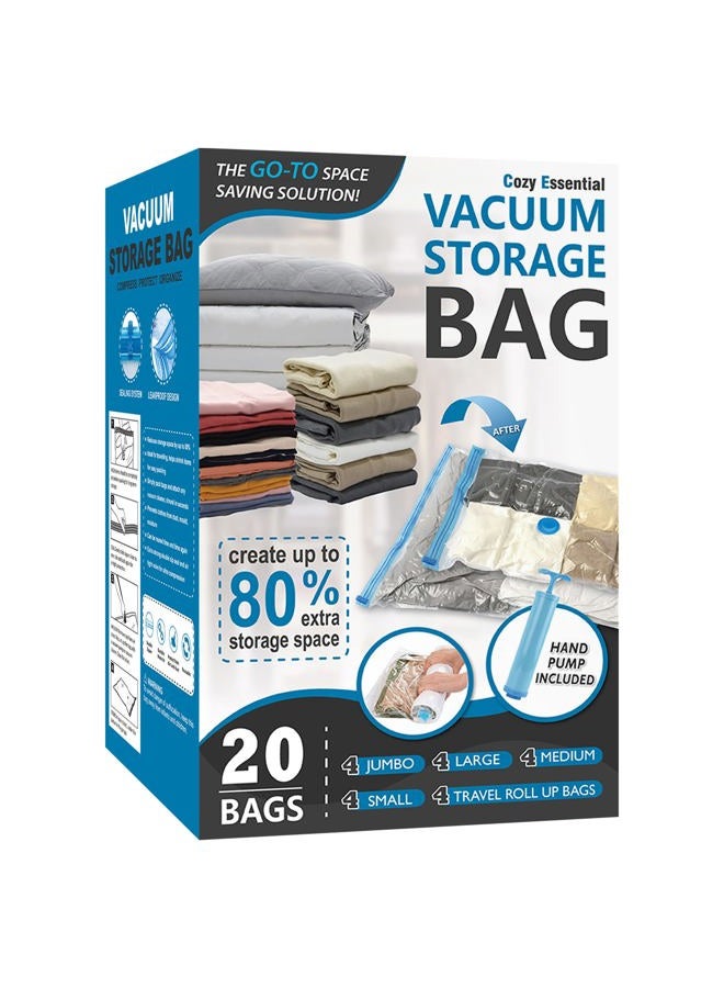 Cozy Essential Vacuum Storage Bags, Space Saver Bags，Compression for Comforters and Blankets, Pillow, Bedding, Sealer Clothes Storage,20 Combo - Image 1
