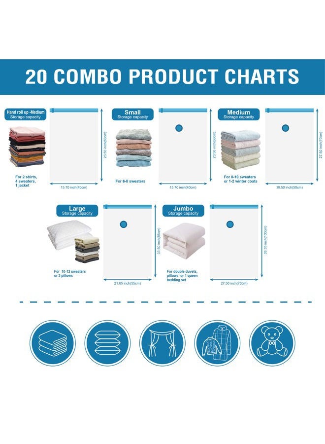 Cozy Essential Vacuum Storage Bags, Space Saver Bags，Compression for Comforters and Blankets, Pillow, Bedding, Sealer Clothes Storage,20 Combo - Image 5
