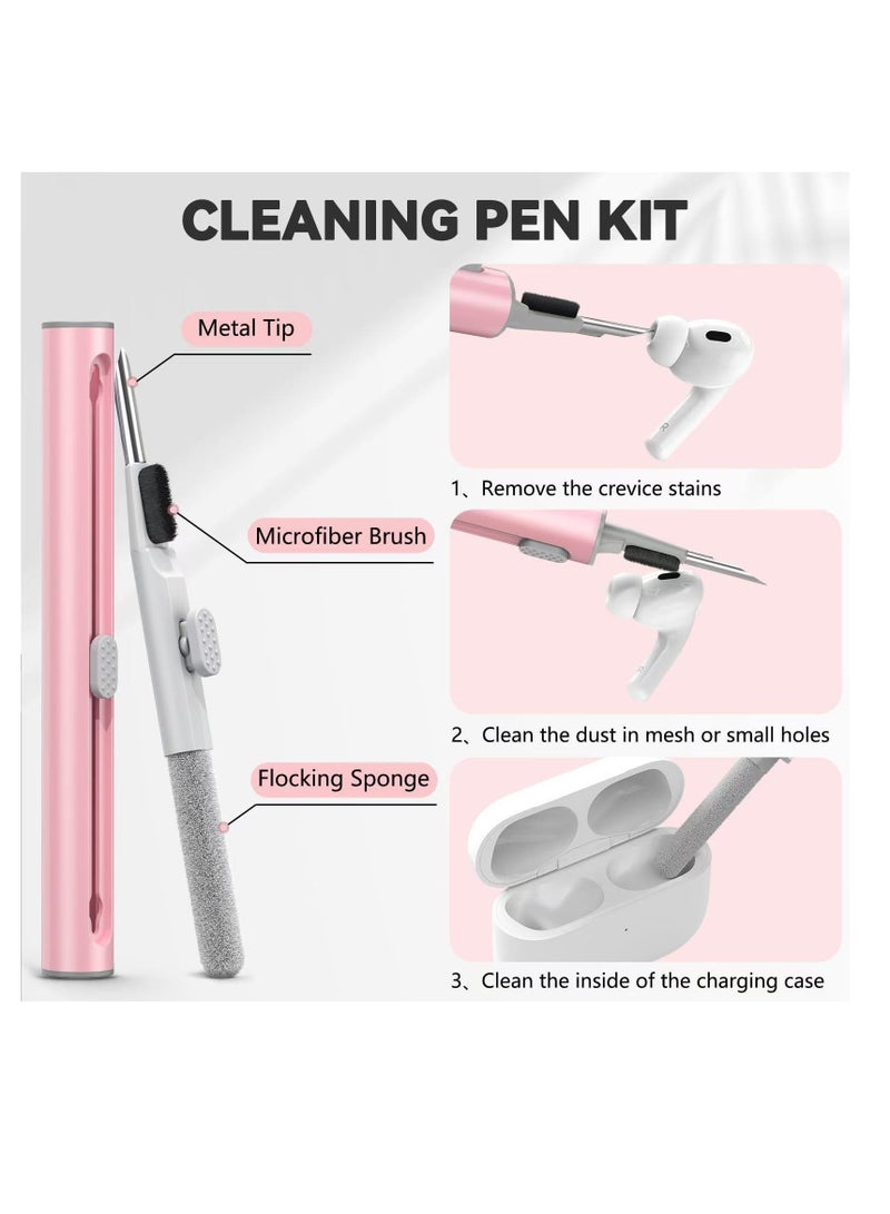 general Drop and Fingerprint Resistant Soft Silicone Case for AirPods Pro 2/Pro with Cleaning Kit and Keychain (Pink) - Image 4