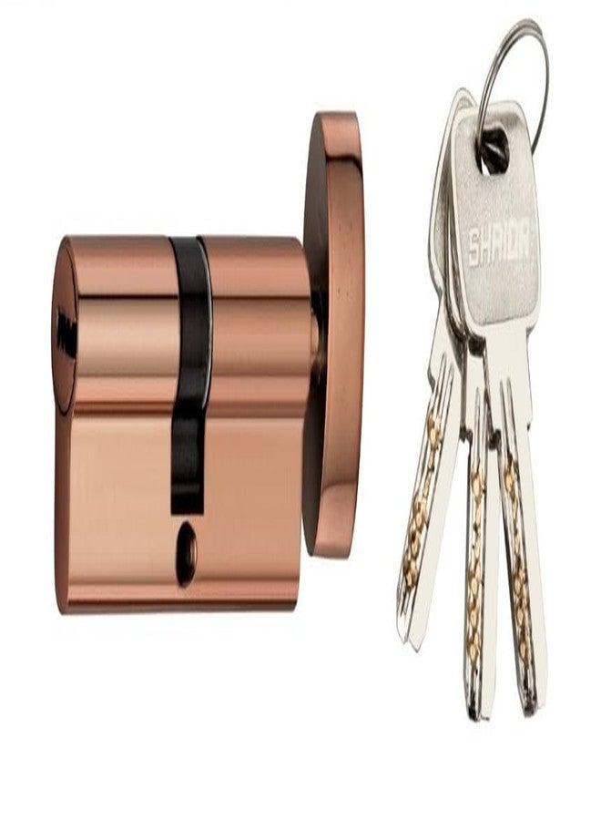 Shrida Ultra-Secure 70mm Brass Cylinder Door Lock with 3 Dimple Ultra Keys - Rose Gold Finish, High-Precision CY Lock for Main Door | 35-45mm Door Compatibility - Image 1