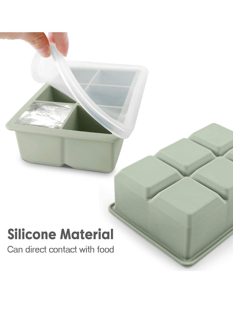 Home Care Excnorm Silicone Ice Cube Trays 2 Pack - Large Size Silicone Ice Cube Molds with Leak Proof Removable Lid Square Ice Cube Tray And BPA Free for Cocktail,Whiskey, Stackable Flexible Ice Assorted Color  - Image 2