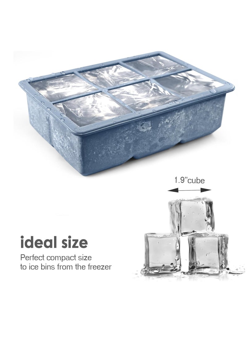 Home Care Excnorm Silicone Ice Cube Trays 2 Pack - Large Size Silicone Ice Cube Molds with Leak Proof Removable Lid Square Ice Cube Tray And BPA Free for Cocktail,Whiskey, Stackable Flexible Ice Assorted Color  - Image 3