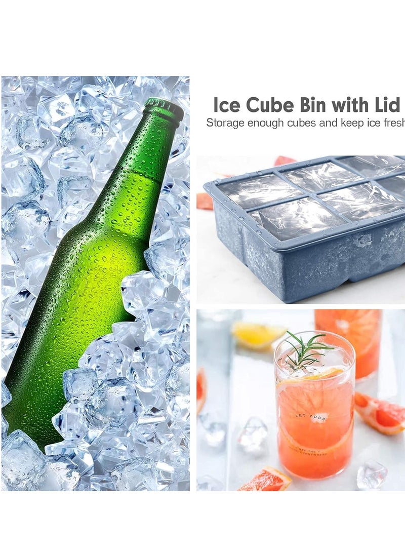 Home Care Excnorm Silicone Ice Cube Trays 2 Pack - Large Size Silicone Ice Cube Molds with Leak Proof Removable Lid Square Ice Cube Tray And BPA Free for Cocktail,Whiskey, Stackable Flexible Ice Assorted Color  - Image 4