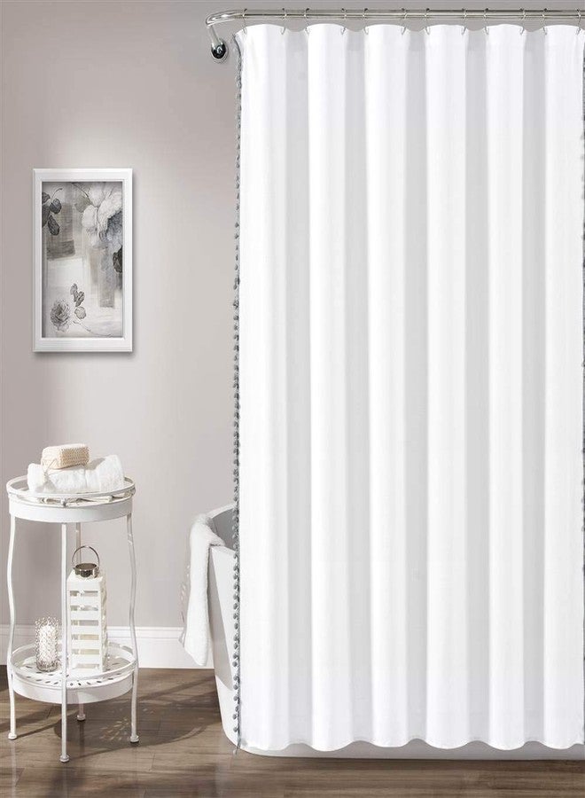 Lush Decor Pom Pom Shower Curtain, Gray, 72" X 72" - Image 5