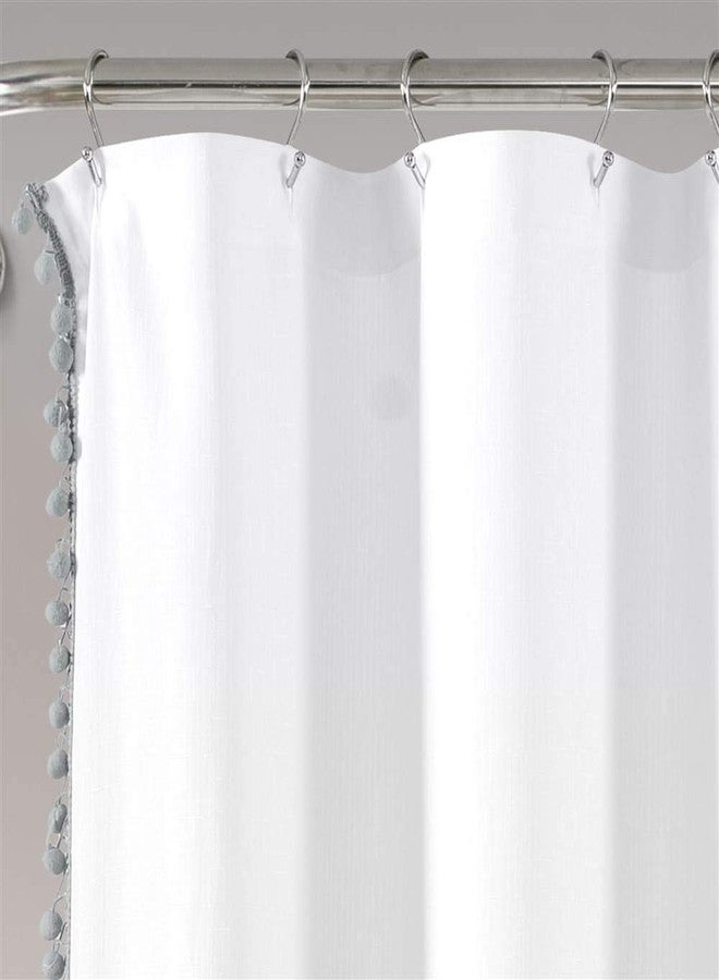 Lush Decor Pom Pom Shower Curtain, Gray, 72" X 72" - Image 4