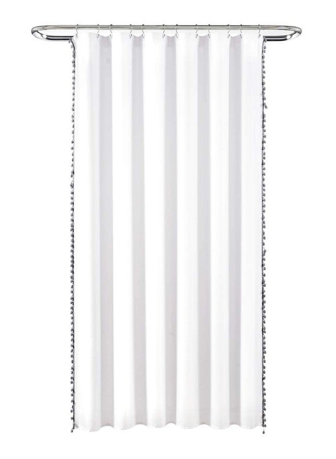 Lush Decor Pom Pom Shower Curtain, Gray, 72" X 72" - Image 1