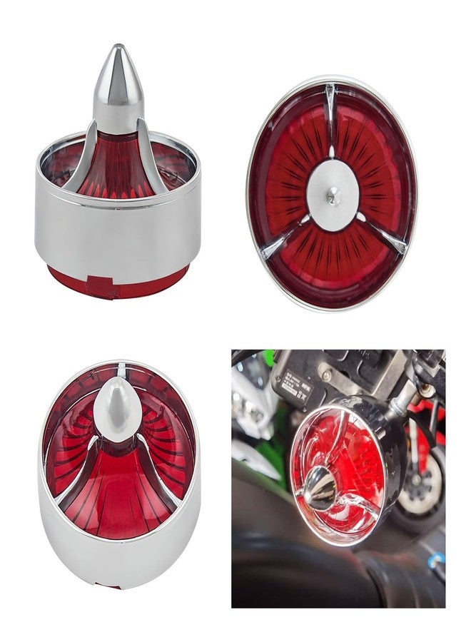 FATECIM 2X Turn Signal Light Turbine Replacement Red Lenses Covers for Softail Street Road Glide Fat boy Sportster Dyna Deluxe Bikes Snap On repl. OEM# 68973-00 Chrome Bezel - Image 5