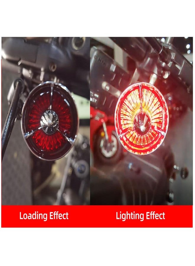 FATECIM 2X Turn Signal Light Turbine Replacement Red Lenses Covers for Softail Street Road Glide Fat boy Sportster Dyna Deluxe Bikes Snap On repl. OEM# 68973-00 Chrome Bezel - Image 2