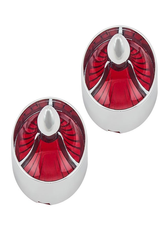 FATECIM 2X Turn Signal Light Turbine Replacement Red Lenses Covers for Softail Street Road Glide Fat boy Sportster Dyna Deluxe Bikes Snap On repl. OEM# 68973-00 Chrome Bezel - Image 4