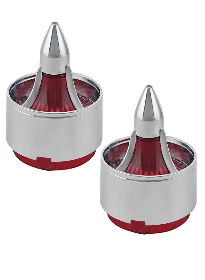 FATECIM 2X Turn Signal Light Turbine Replacement Red Lenses Covers for Softail Street Road Glide Fat boy Sportster Dyna Deluxe Bikes Snap On repl. OEM# 68973-00 Chrome Bezel - Image 1