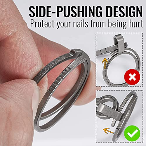 KeyUnity KA10 Titanium Flat Key Rings, 33/25/17.5mm Side Pushing Split Ring for Key Carabiner Flashlight Knife Dog ID Collar Tag (3S) - Image 4