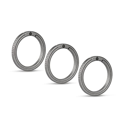 KeyUnity KA10 Titanium Flat Key Rings, 33/25/17.5mm Side Pushing Split Ring for Key Carabiner Flashlight Knife Dog ID Collar Tag (3S) - Image 1