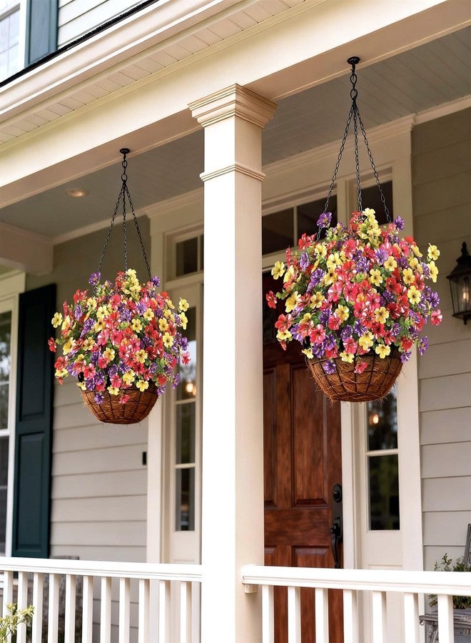 GLIDLION 12 Bundles Artificial Morning Glory & Eucalyptus for Outdoor, Realistic Fake Silk Flower UV Resistant Faux Plant for Front Door Patio Garden Farmhouse Decor (Mixed Color) - Image 4