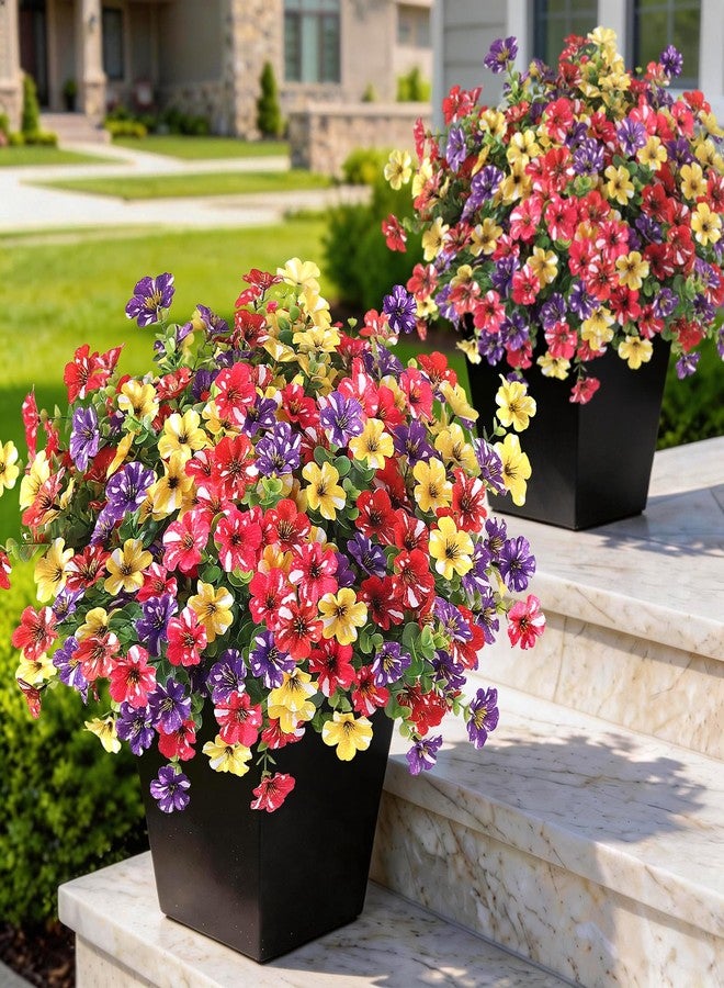 GLIDLION 12 Bundles Artificial Morning Glory & Eucalyptus for Outdoor, Realistic Fake Silk Flower UV Resistant Faux Plant for Front Door Patio Garden Farmhouse Decor (Mixed Color) - Image 1