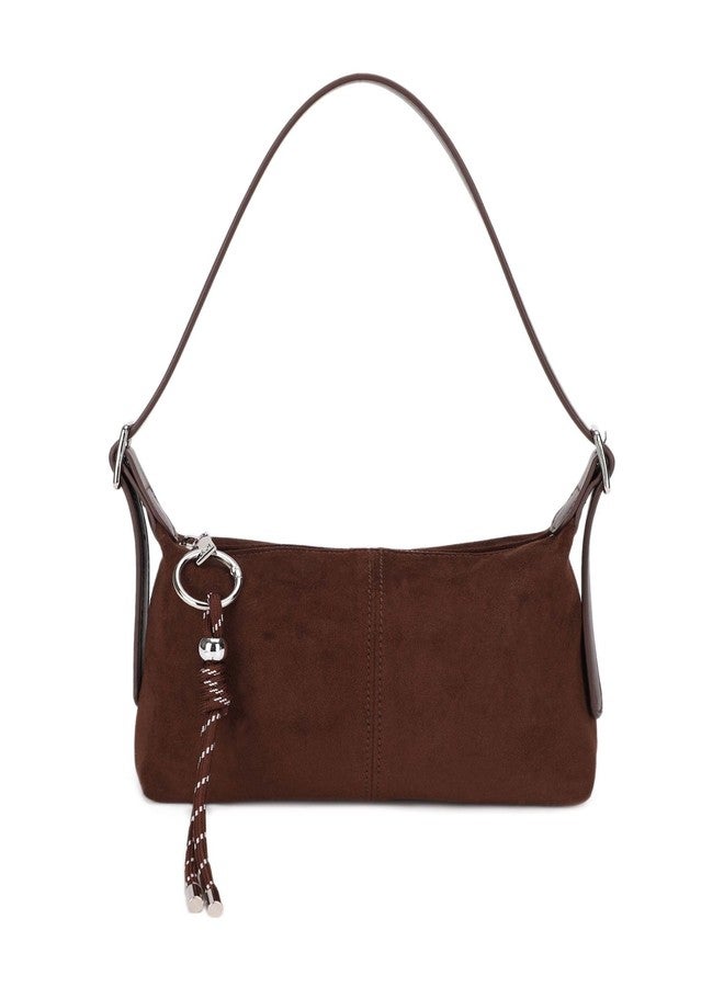 EVVE Premium Suede Vegan Leather Crossbody Purses for Women Small Shoulder Bag with Dual Adjustable Removeable Strap and Key Chain(Coffee) - Image 1