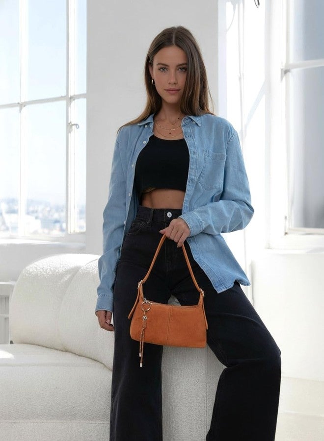 EVVE Premium Suede Vegan Leather Crossbody Purses for Women Small Shoulder Bag with Dual Adjustable Removeable Strap and Key Chain(Coffee) - Image 2