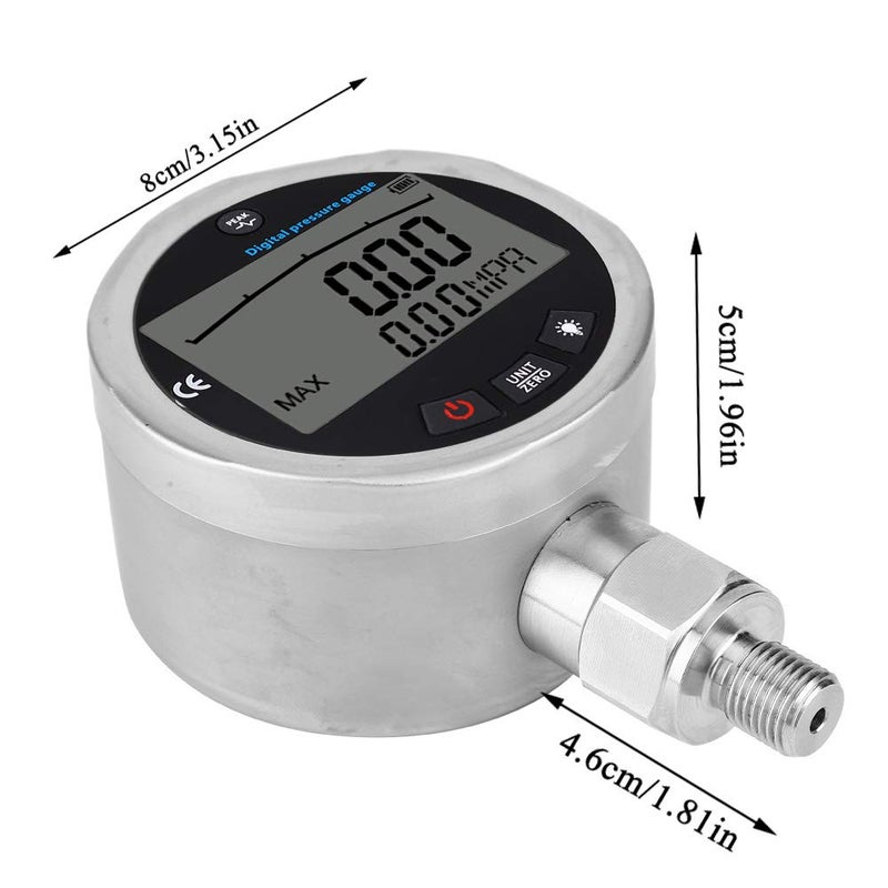 Stainless Steel Digital Pressure Gauge 40Mpa 5800PSI with LCD Display G1 4 Connector - Image 3