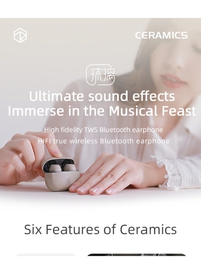 ROSESELSA Ceramics True Wireless Earbuds,In-Ear Earphone， HiFi Stereo Sound with 10mm DLC Driver, Dual Device Connection, ENC Noise Reduction, 60ms Low Latency Gaming Mode, 28H Playtime - Image 4