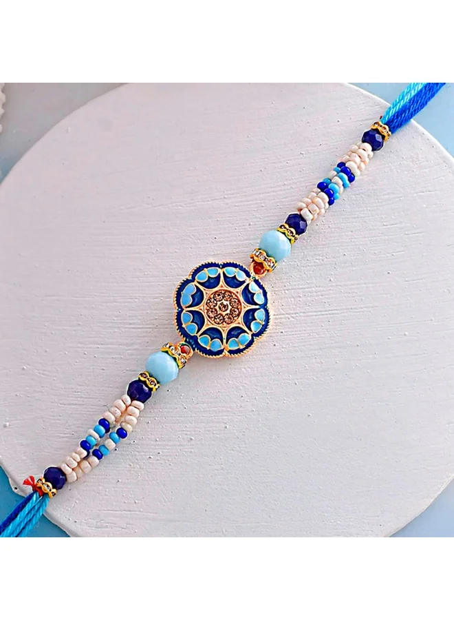 VOYLLA Blue Enamelled And Beaded Men'S Rakhi