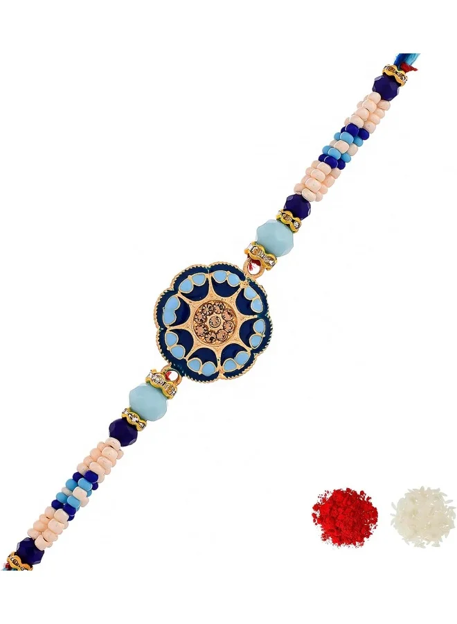 VOYLLA Blue Enamelled And Beaded Men'S Rakhi
