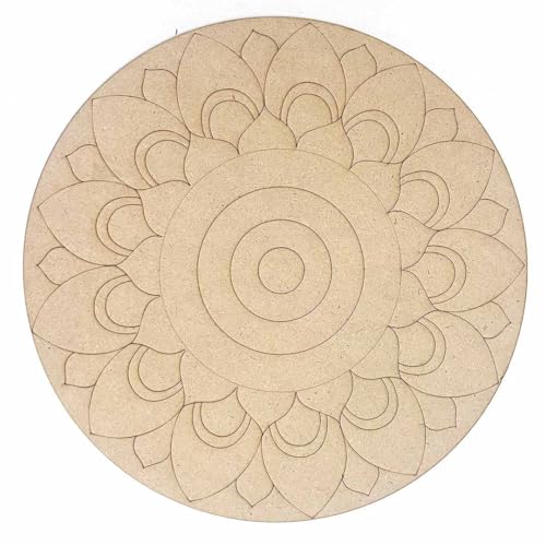 ADIKALA™ Engraved Mandala MDF Boards for Art and Craft | for Decorations, Festival Gift, Wall Decorations 3.5 Thickness 12 INCH (30.48CM) Unfinished Mandala Art Tools Kit for Lippan Art (MD 4) - Image 1