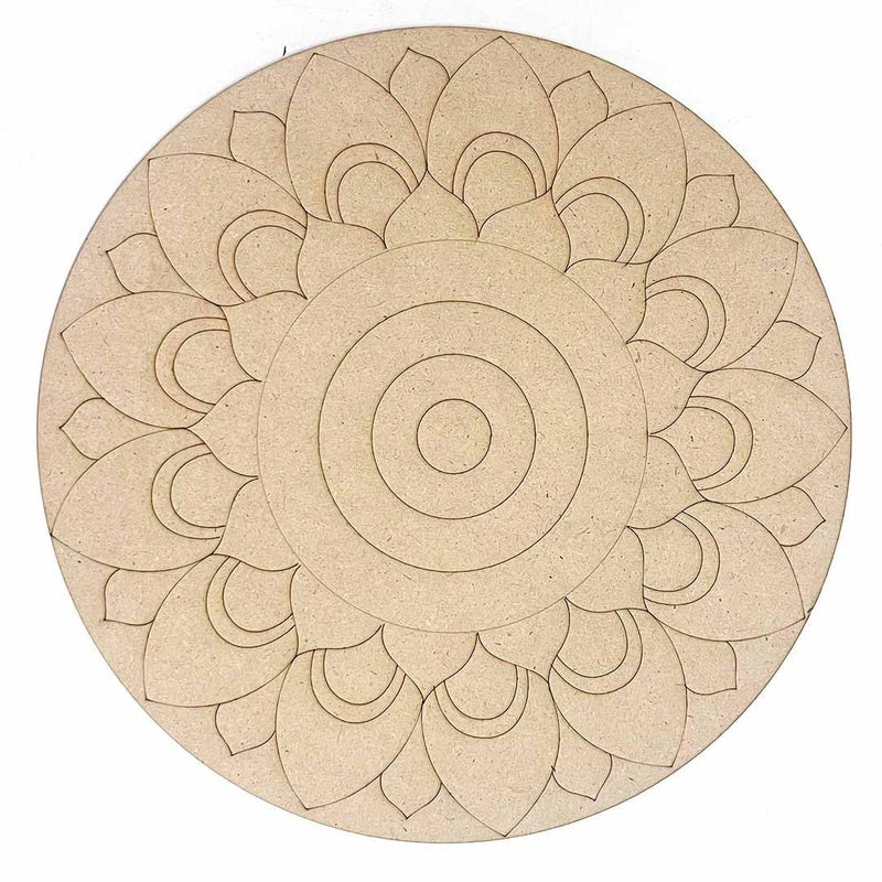 ADIKALA™ Engraved Mandala MDF Boards for Art and Craft | for Decorations, Festival Gift, Wall Decorations 3.5 Thickness 12 INCH (30.48CM) Unfinished Mandala Art Tools Kit for Lippan Art (MD 4) - Image 4