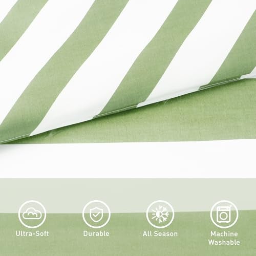Regency Heights Reversible Striped Queen Comforter Set, Soft Microfiber Bedding Set with Double-sided Stripes Design, Warm & Cozy for All-Seasons, 3-Piece Comforter and Shams Set Queen Size, Sage Green - Image 4