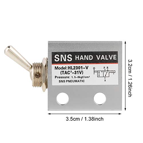 Hilitand Pneumatic 3 Position 2 Port Toggle Switch G1/8 Pneumatic Mechanical Valve HL2301 Pressure 1.5-8kgf/cm² - Image 2