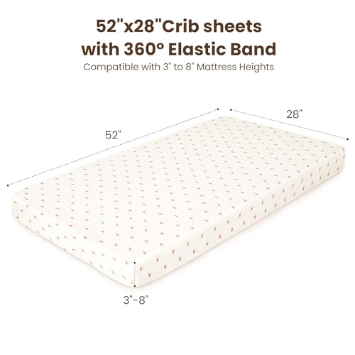 Konssy Muslin Crib Sheets for Boys, Soft Cotton Neutral Baby Sheets for Standard Crib Mattress 2 Pack, 52"x28" (Camel, Sun) - Image 4