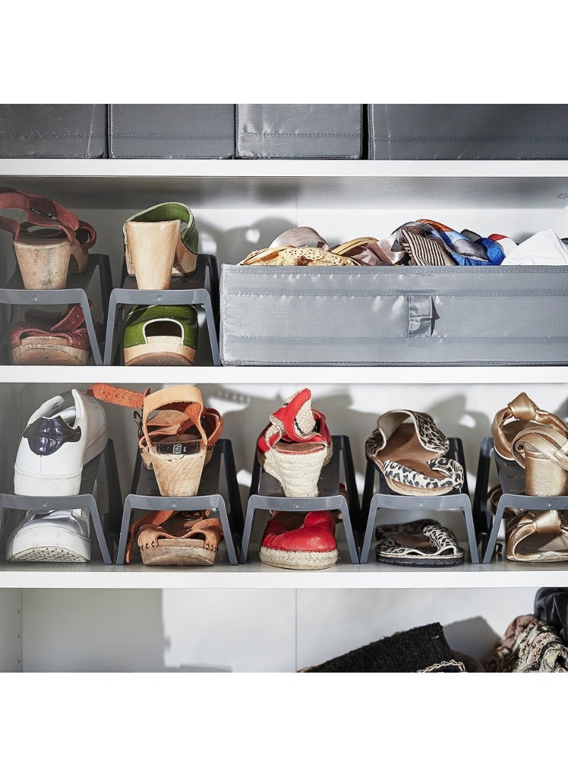 مجموعة من ٤ منظمات أحذية رمادية، ١٤x١٤x٢٤ سم، تصميم عمودي موفر للمساحة - Image 2