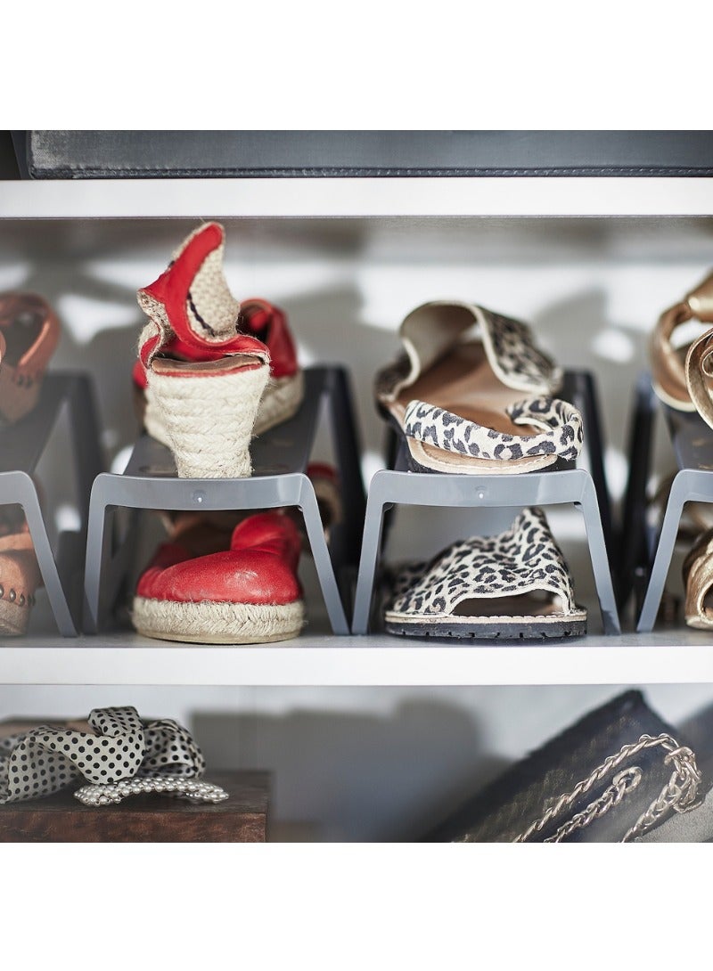 مجموعة من ٤ منظمات أحذية رمادية، ١٤x١٤x٢٤ سم، تصميم عمودي موفر للمساحة - Image 3