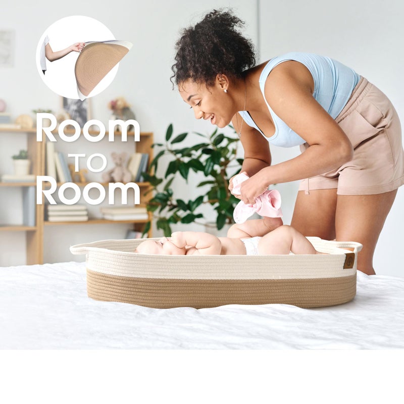 JJOO J&JOO Baby Changing Basket includes Diaper Caddy - Soft & Waterproof Dual-Cover, Portable, Changing Pad for Dresser & Changing Table, Gift for Baby Shower, Organic Cotton Rope - Image 4