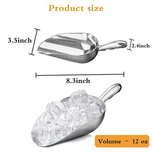 BAODELI AS-12 SET OF 2, 12 Oz. (Ounce) Bar Ice Scoop, Dry Bin Scoop, Dry Goods Scoop, Candy Scoop, Spice Scoop, Cast Aluminum - Image 3