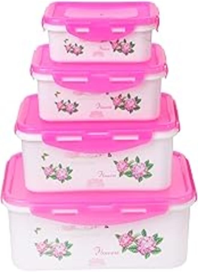 Agfa - Agfa Rectangular Plastic Food Container Set, 4 Pieces - Multi Color - Image 1