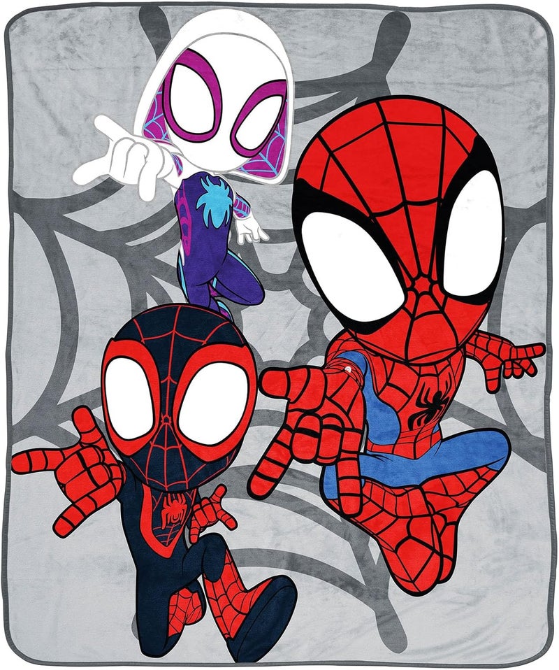 Jay Franco Spidey & His Amazing Friends Plush Throw Blanket - Measures 50 x 60 Inches - Kids Super Soft Fleece Bedding Features Ghost Spider Gwen & Miles Morales - Image 1