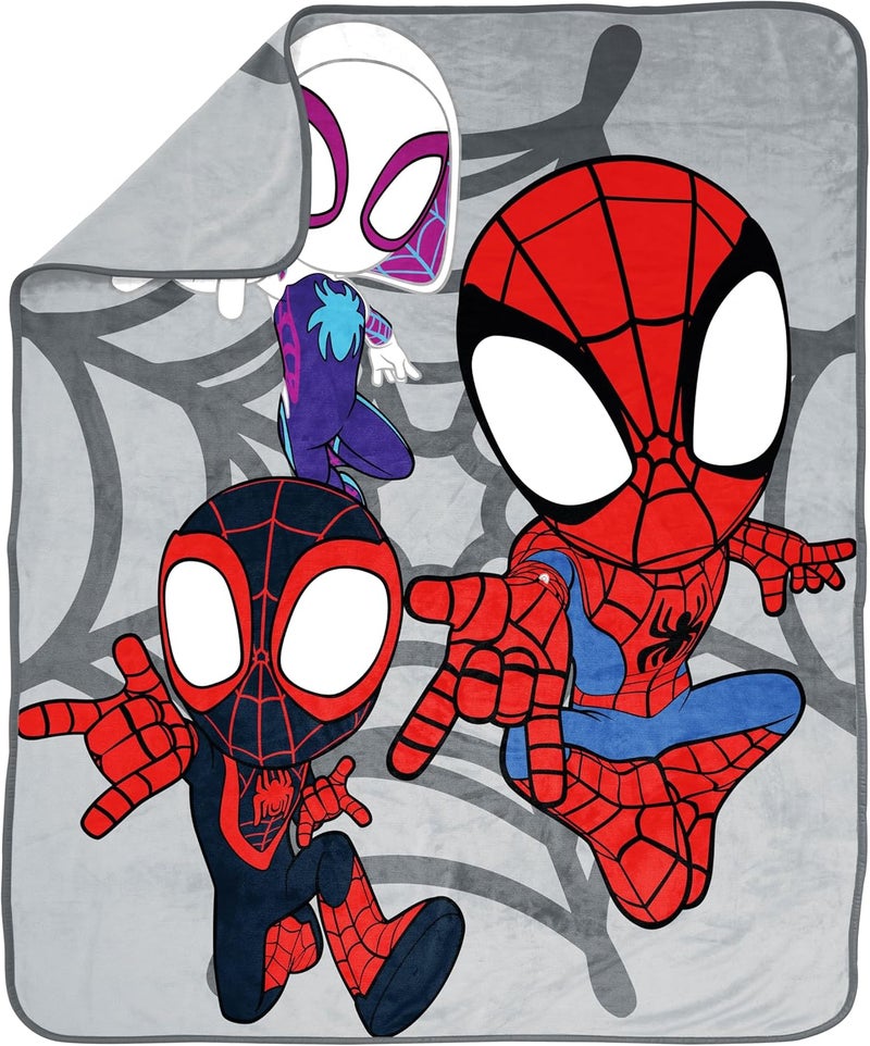 Jay Franco Spidey & His Amazing Friends Plush Throw Blanket - Measures 50 x 60 Inches - Kids Super Soft Fleece Bedding Features Ghost Spider Gwen & Miles Morales - Image 2