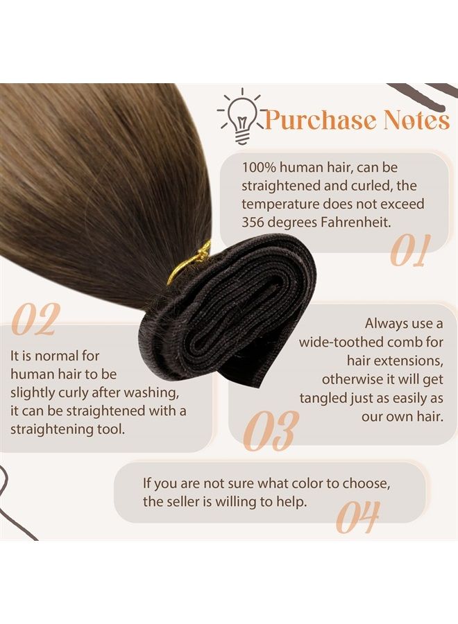 LaaVoo Real Hair Extensons Weft Human Hair Extensions Brown Sew in Weft Hair Extensions Real Human Hair Silky Straight 100G 18in - Image 3