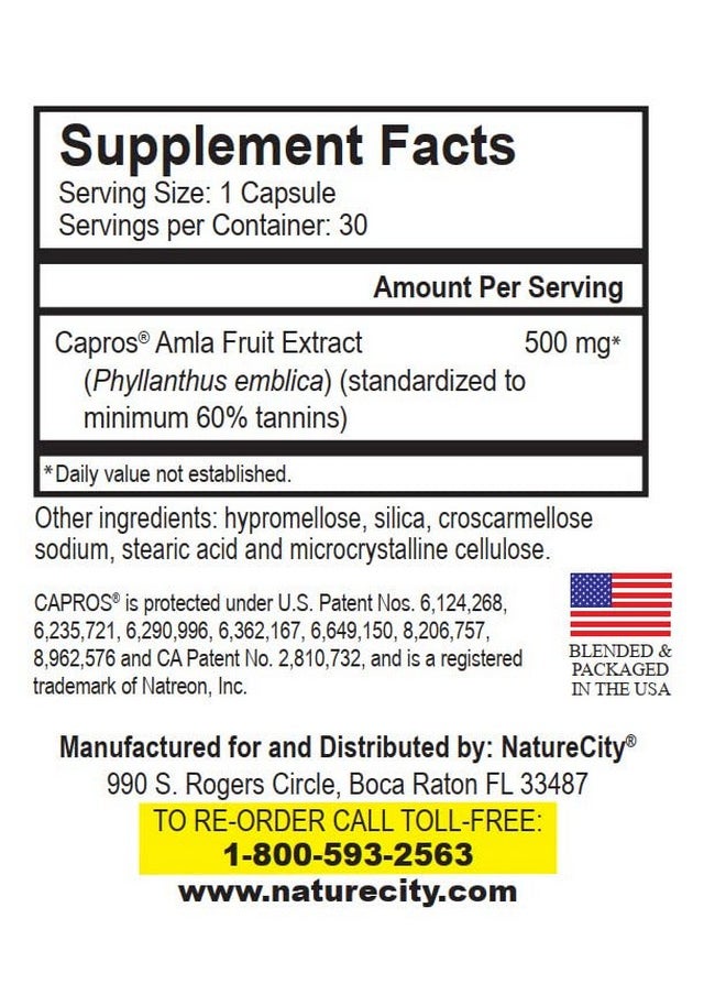 NatureCity True Capros Amla Fruit Extract Supplement Polyphenol Antioxidant Power Supports Cardiovascular Health 30 Veggie Capsules  - Image 3