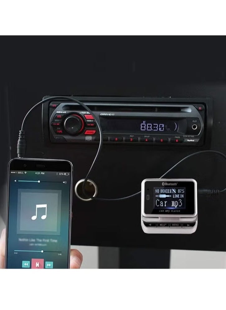 AROAQ - Bluetooth FM Transmitter For Car, Wireless Car Radio Adapter Mp3 Player, Handsfree Auto Kit With Remote Control, Mp3 Music Player Support USB Charger Siri Google Assistant U Disk/TF Card/aux - Image 1