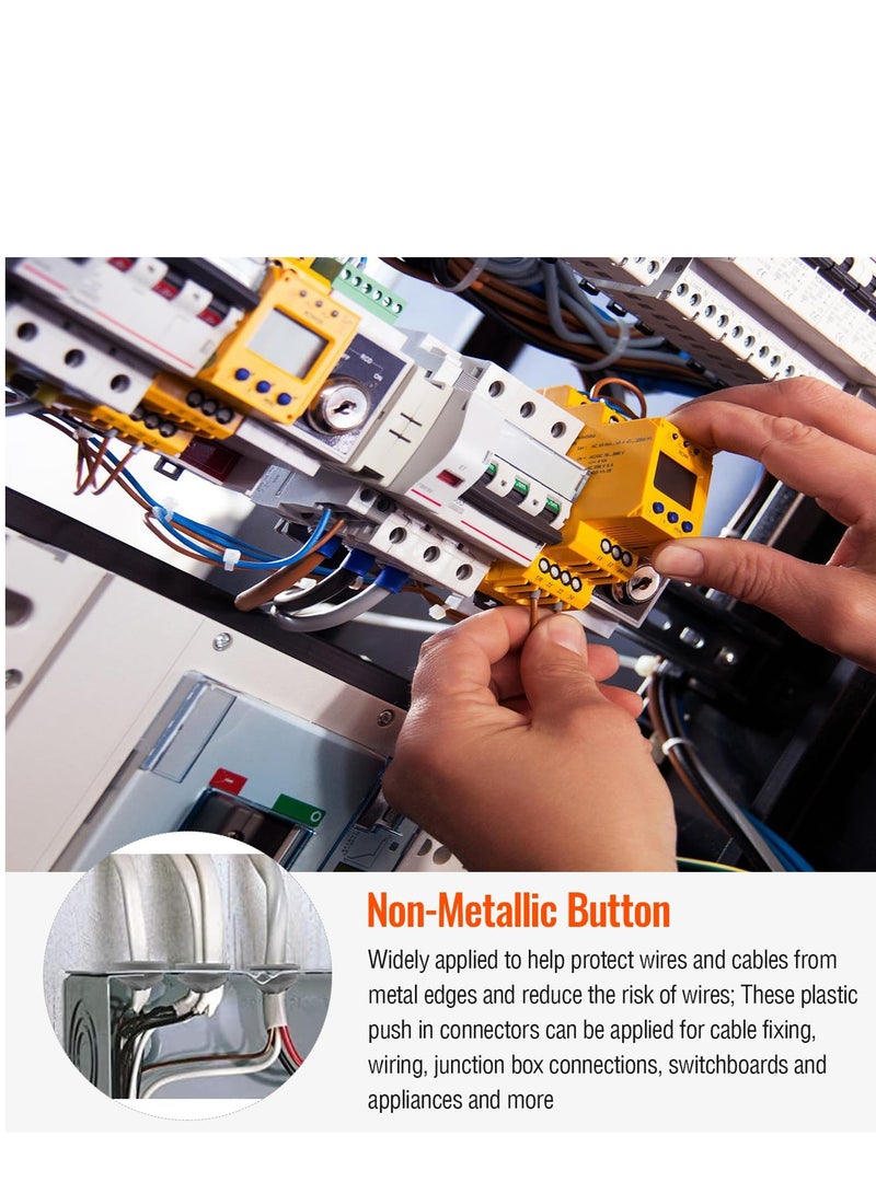 24mm Push-in Wire Connectors - 100 Units Non-Metallic Junction Box for Electrical Wiring, Ideal for Knockout Holes & Conduits - Image 4