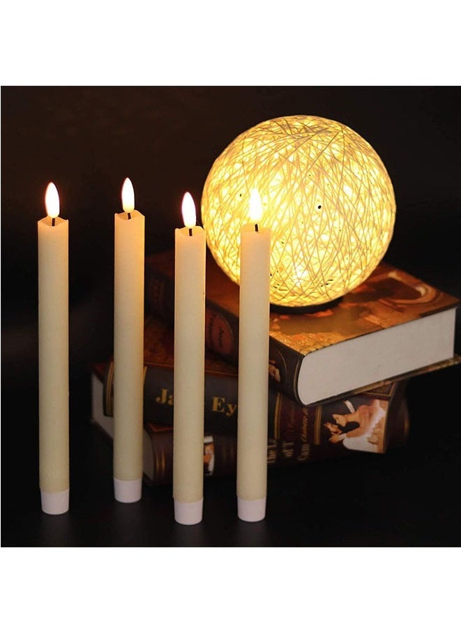 Flameless Taper LED Candles Light With Remote Control Battery Operated Led Warm 3D Wick Light Window Candles (Pack of 6)