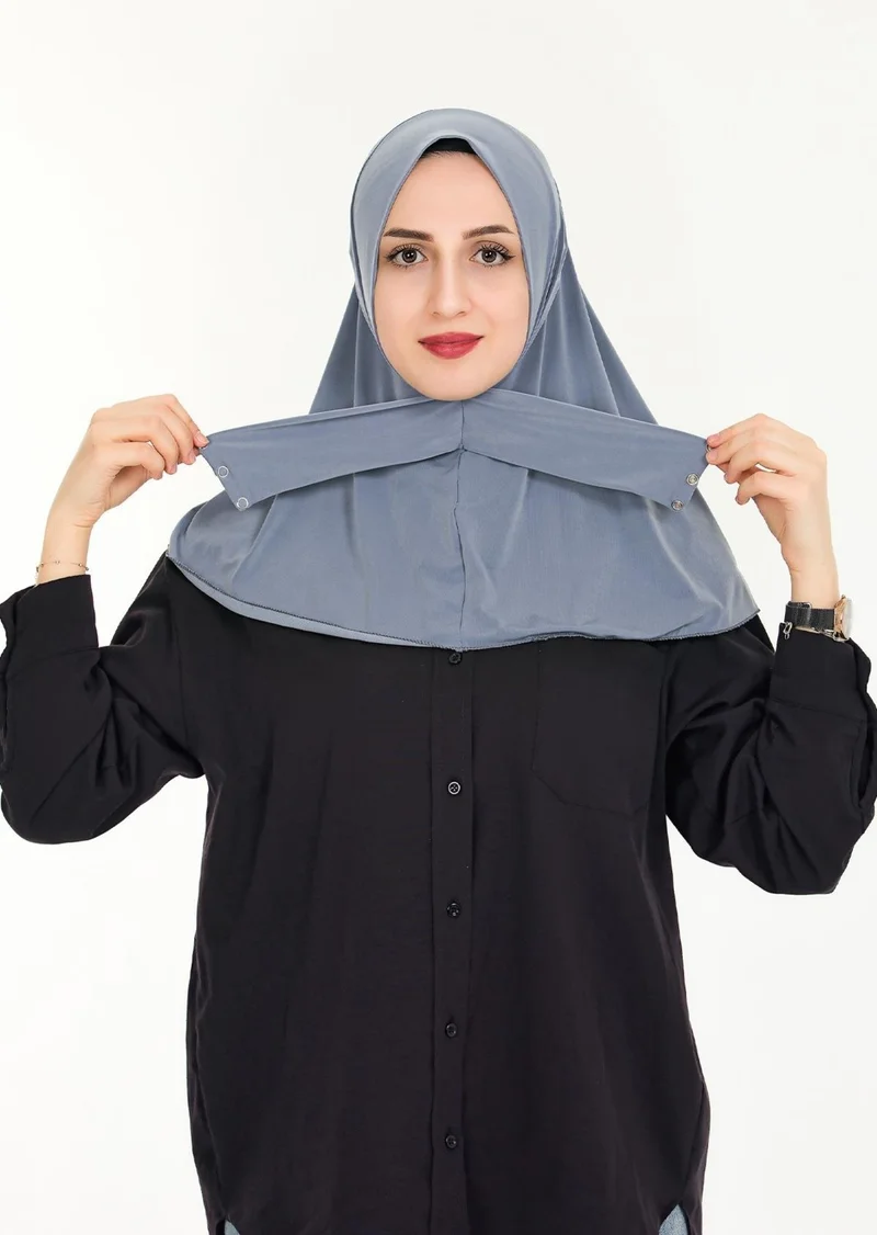 Sensu Women's Hijab Ready Made Hijab Bonnet Shawl with Snap Fasteners